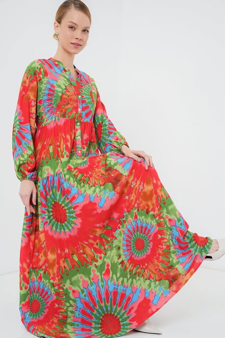 Geprinte V-hals Maxi-jurk - Image 1