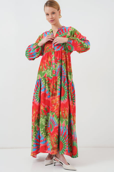 Geprinte V-hals Maxi-jurk - Image 2