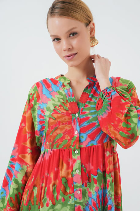 Geprinte V-hals Maxi-jurk - Image 4