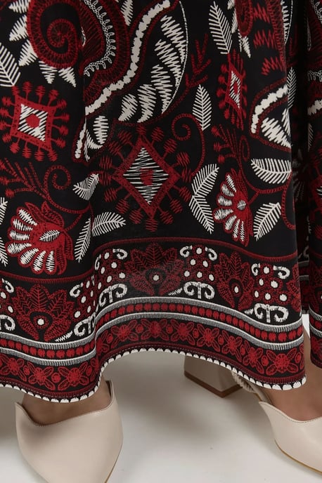 Gedrukte Lange Mouw Viscose Maxi Jurk - Image 6