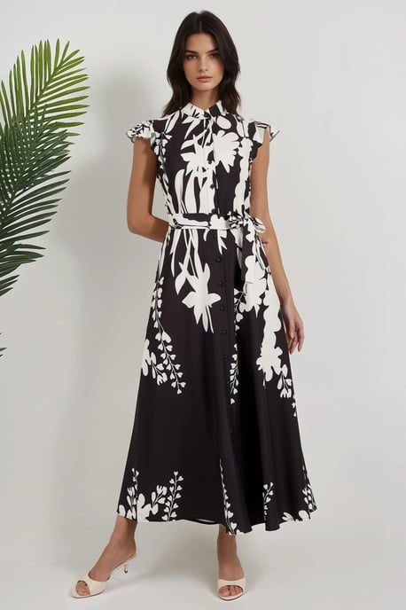 Floral Tippet Maxi-jurk - Image 1
