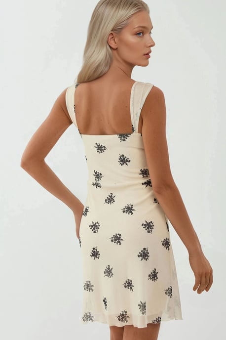 Polkadot Mouwloze Mini Tule Jurk met Vierkante Halslijn - Image 3