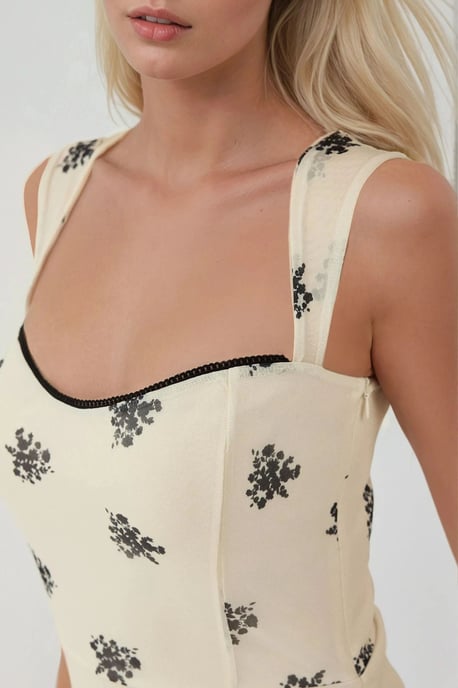 Polkadot Mouwloze Mini Tule Jurk met Vierkante Halslijn - Image 4