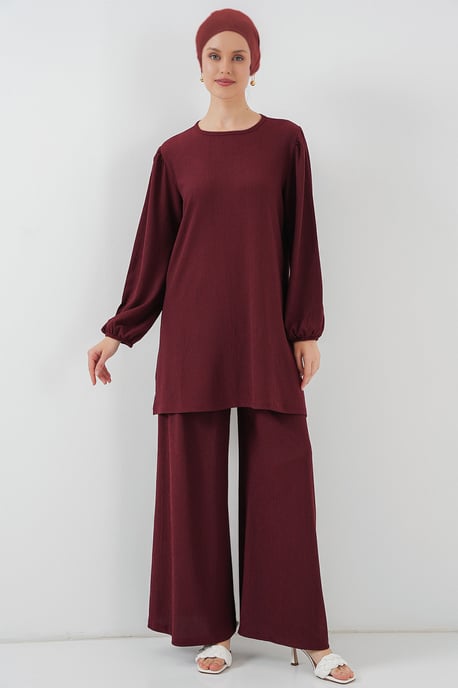 Gelaagde Lange Mouwen Tuniek en Wijd Been Broek Set - Image 2