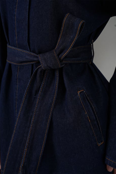 Denimset met zakdetailjasje en rechte broek - Image 5
