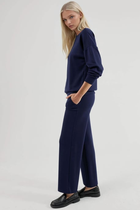Modal Touch Ronde Hals Sweatshirt & Wijd Pantalon Twee-Delige Set - Image 4