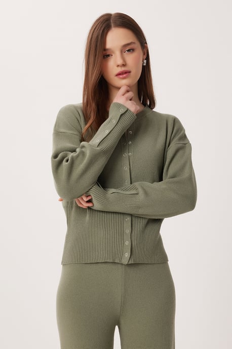 Geribbelde Brei Co-Ord Set met Knopen sluiting - Image 5