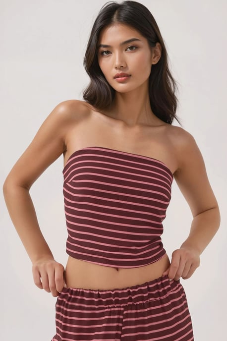 Gestreepte Strapless Top & Broek Twee-delige Set - Image 2
