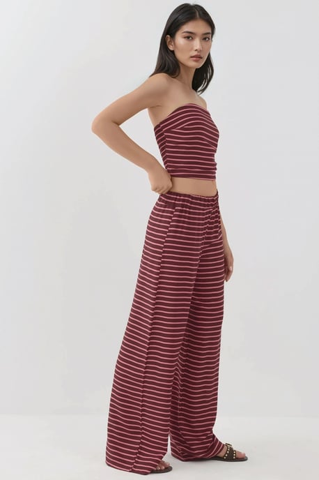 Gestreepte Strapless Top & Broek Twee-delige Set - Image 3