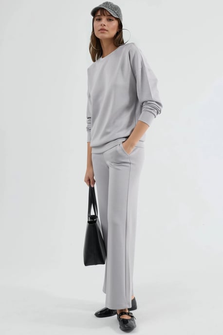 Modal Touch Crew Neck Sweatshirt en Wijduitlopende Broek Twee-en-een Set - Image 2