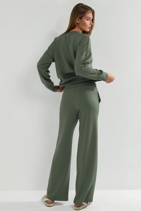 Modal Touch Ronde Hals Sweatshirt & Wijde Pantalon Twee-Stuks Set - Image 4
