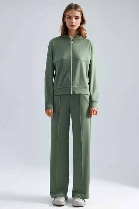 Modal Touch Gevoerd Sweatshirt & Geribbelde Broek Set - Image 1