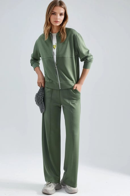 Modal Touch Gevoerd Sweatshirt & Geribbelde Broek Set - Image 3