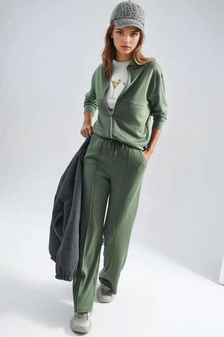 Modal Touch Gevoerd Sweatshirt & Geribbelde Broek Set - Image 5