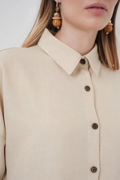 Linnenmix Lange Mouwen Shirt en Broek Co-ord Set - Image 5