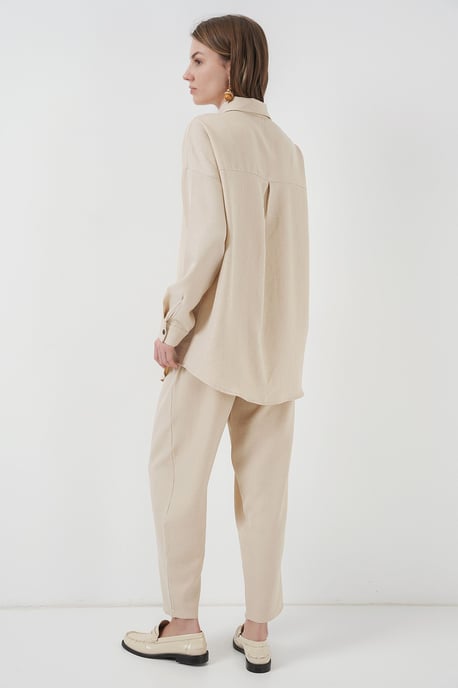 Linnenmix Lange Mouwen Shirt en Broek Co-ord Set - Image 6