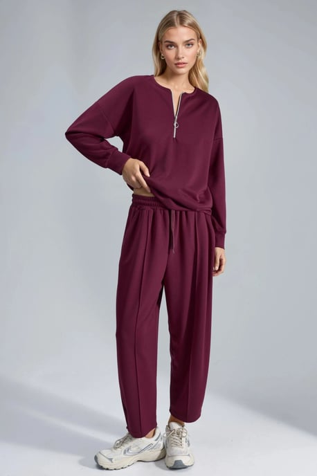 Modal Touch Rits Kraag Twee-delige Set - Image 6