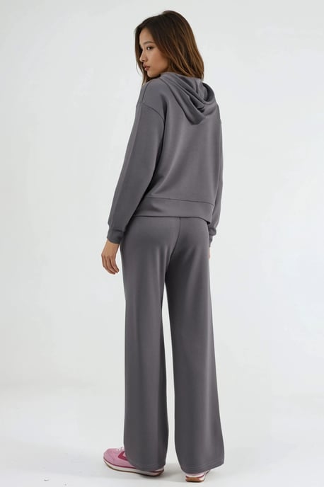 Modal Touch Kaptrui Hoge Taille Wijde Pijpen Twee-delige Set - Image 3