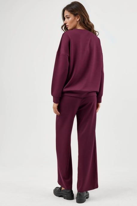 Modal Touch Crew Neck Sweatshirt en Wijd Model Broek Twee-Delige Set - Image 2