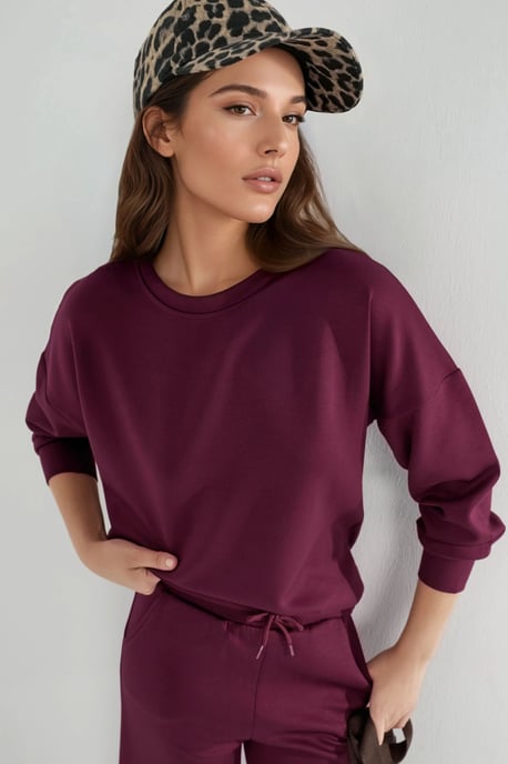Modal Touch Crew Neck Sweatshirt en Wijd Model Broek Twee-Delige Set - Image 3