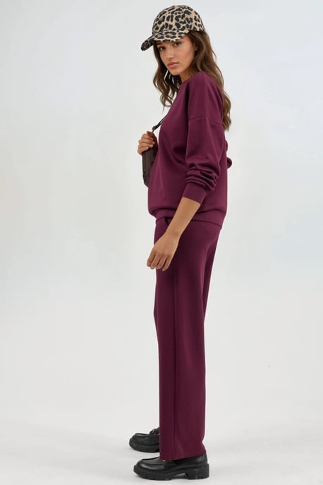 Modal Touch Crew Neck Sweatshirt en Wijd Model Broek Twee-Delige Set - Image 4
