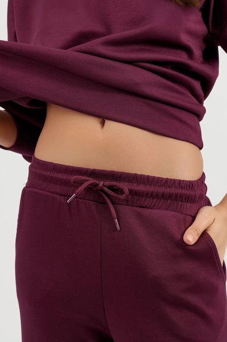 Modal Touch Crew Neck Sweatshirt en Wijd Model Broek Twee-Delige Set - Image 5