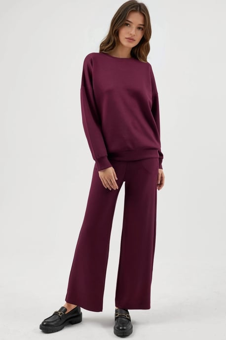 Modal Touch Crew Neck Sweatshirt en Wijd Model Broek Twee-Delige Set - Image 6