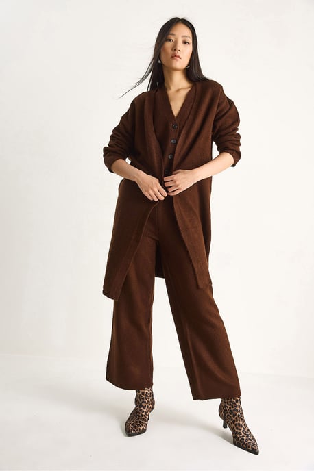 Gebreid Cardigan-Vest-Broek Drie Delige Coördinatie Set - Image 4