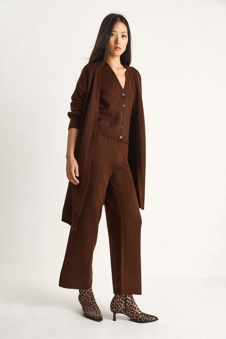 Gebreid Cardigan-Vest-Broek Drie Delige Coördinatie Set - Image 5