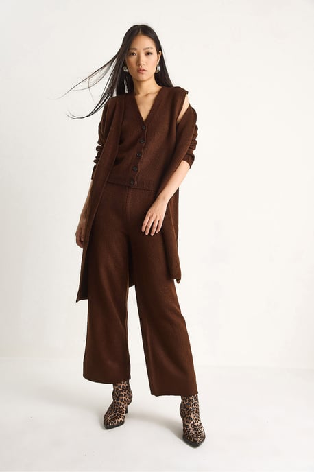 Gebreid Cardigan-Vest-Broek Drie Delige Coördinatie Set - Image 6