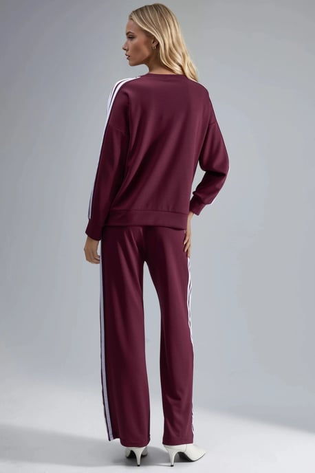 Gestreepte Sweatshirt met Ronde Hals & Rechte Pijpen Broek Set - Image 3