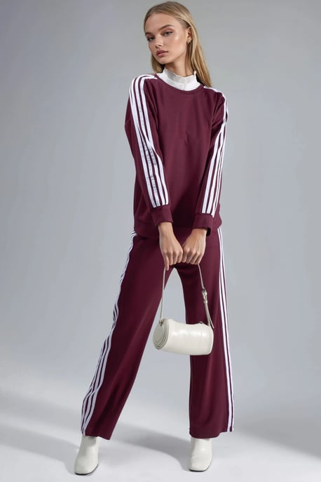 Gestreepte Sweatshirt met Ronde Hals & Rechte Pijpen Broek Set - Image 4