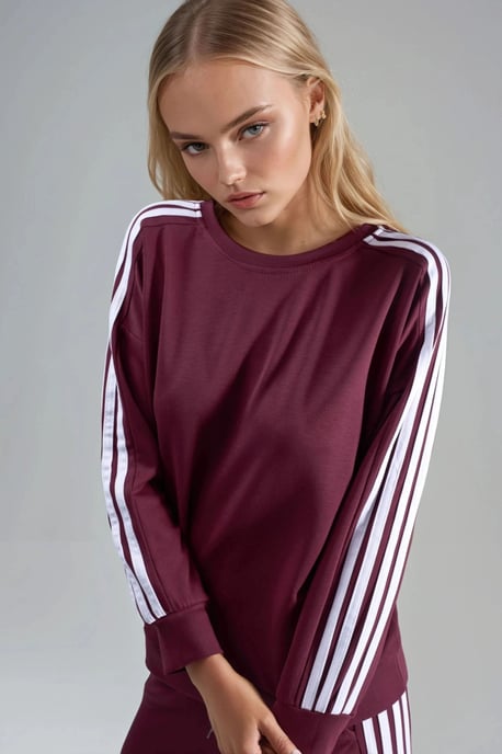 Gestreepte Sweatshirt met Ronde Hals & Rechte Pijpen Broek Set - Image 5