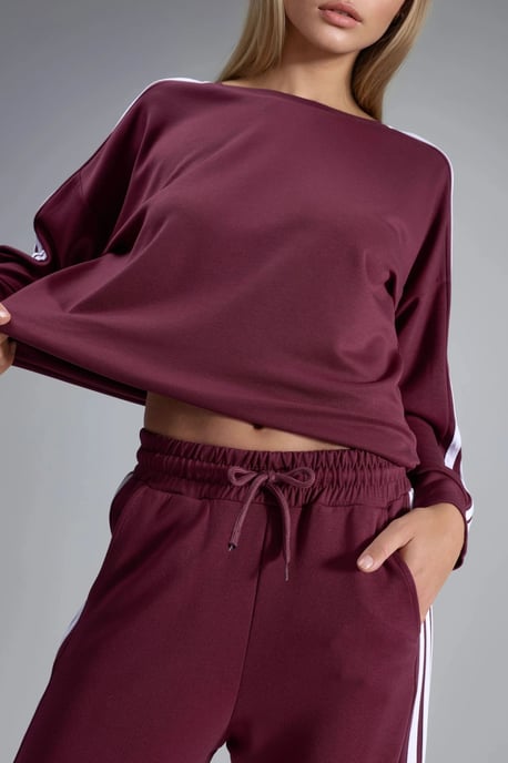 Gestreepte Sweatshirt met Ronde Hals & Rechte Pijpen Broek Set - Image 6