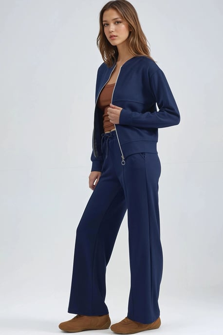 Modal Touch Sweatshirt met Rits & Geribbelde Broek Set - Image 2