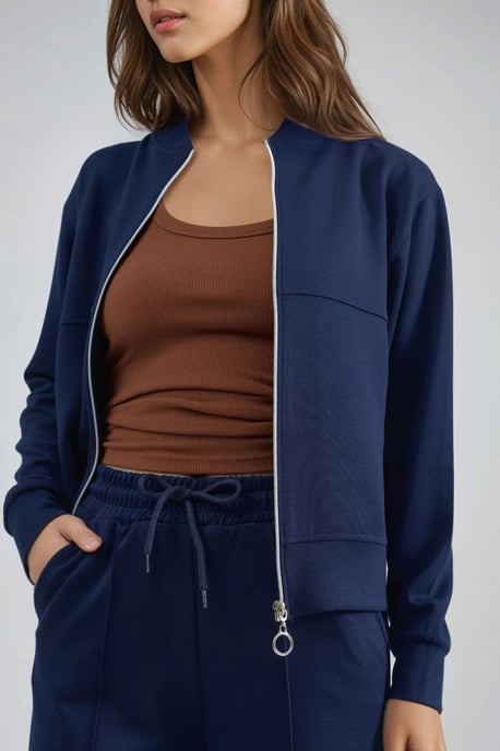 Modal Touch Sweatshirt met Rits & Geribbelde Broek Set - Image 5