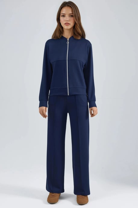 Modal Touch Sweatshirt met Rits & Geribbelde Broek Set - Image 6