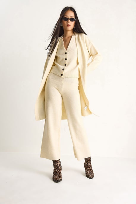 Gebreid Cardigan-Vest-Broek Drie Delige Coördinatie Set - Image 6