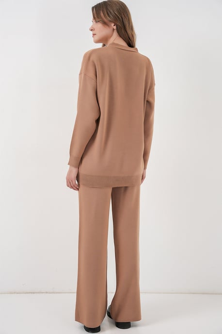 V-hals cardigan en wijde broek set - Image 6