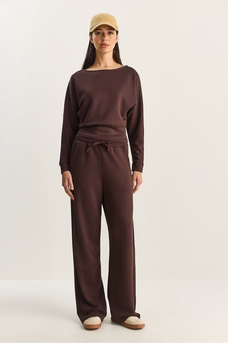 Asymmetrische Kraag Gebreide Hoge Taille Twee-delige Set - Image 6