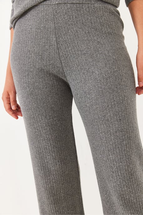 Geribbelde Textuur Crew Neck Trui en Broek Set - Image 4