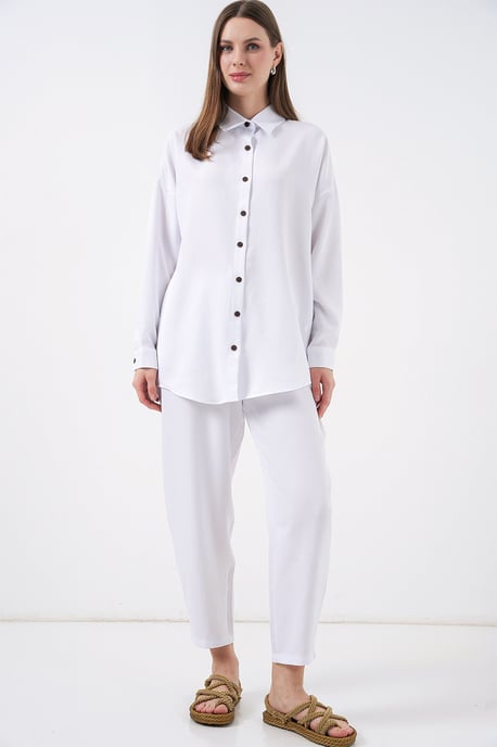 Linnenmix Lange Mouwen shirt en Broek Set - Image 1