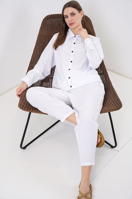 Linnenmix Lange Mouwen shirt en Broek Set - Image 3