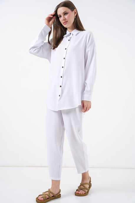 Linnenmix Lange Mouwen shirt en Broek Set - Image 5