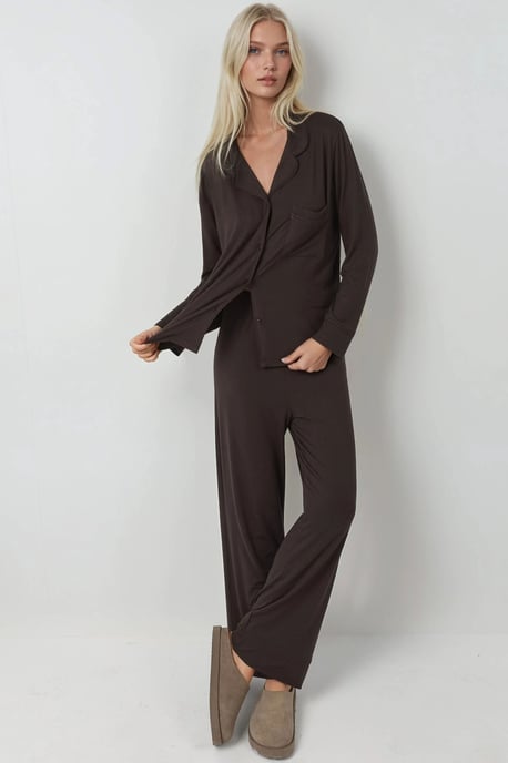Overhemdkraag Pyjama Set met Lange Mouwen en Knopen - Image 1
