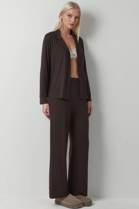 Overhemdkraag Pyjama Set met Lange Mouwen en Knopen - Image 3