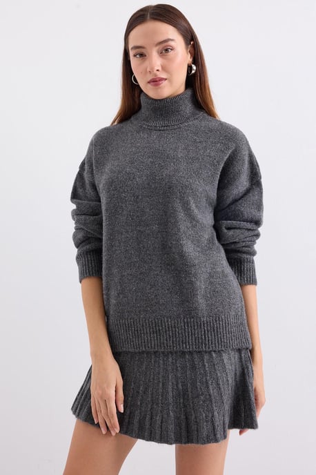 Gestructureerde Oversized Coltrui Tricot Co-Ord Set - Image 1