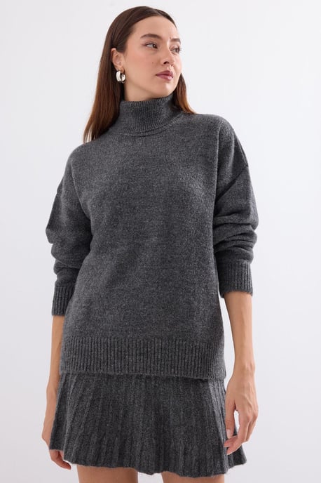 Gestructureerde Oversized Coltrui Tricot Co-Ord Set - Image 3