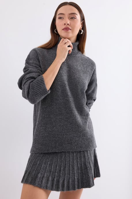 Gestructureerde Oversized Coltrui Tricot Co-Ord Set - Image 4