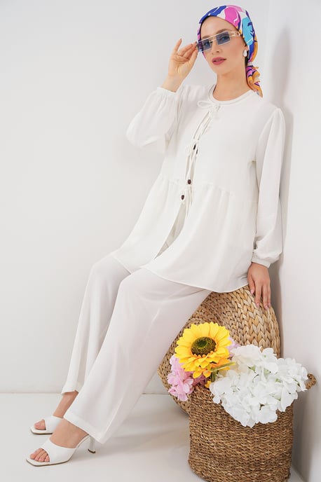 Crewneck Lange Tuniek en Wijd Leggen Broek Set - Image 1